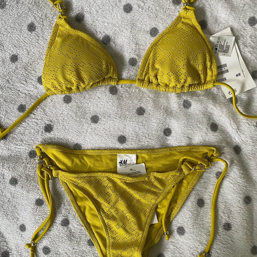 H&M Mustard Yellow Eyelet Triangle Bikini